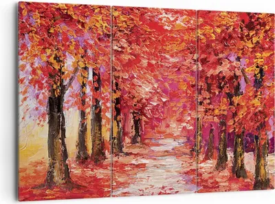 Produktbild von Bild auf Leinwand - Leinwandbild - 3 Teile - Herbst Park Allee - 165x110cm - Wand Bild - Wanddeko - Wandbilder - Leinwanddruck - Bilder - Wanddekoration - Leinwand bilder - Wandbild - CE165x110-4292