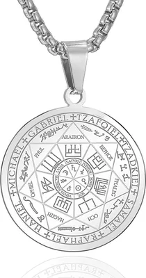 Produktbild von AFSTALR Talisman Halskette 7 Erzengel Siegel Medaille Edelstahl Herren Amulett
