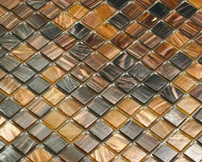 Immagine prodotto di mosaico marrone con polvere metallica dorata. Mosaico da piscina nei toni del marrone, perfetto per la cucina e il bagno, tessere di mosaico per pareti e pavimenti, 32,5 x 30,5 cm