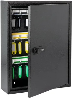 Produktbild von 13642-02 Schlüsselbox mit Zifferncode, große Schlüsselbox, 42 Haken, 35 x 27 x 8 cm, schwarz