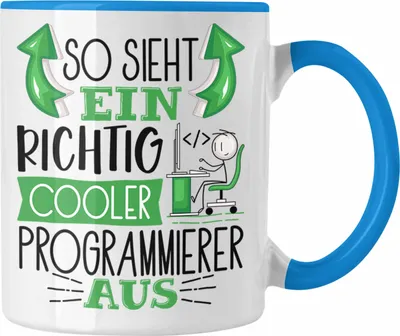 Produktbild von Trendation - Programmierer Tasse Geschenk So Sieht Ein RIchtig Cooler Programmierer Aus Geschenkidee Lustiger Spruch Geburtstag Becher Kaffeetasse (Blau)