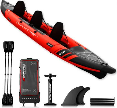 Produktbild von SKINHAWK Prestige Kajak 490 – Kajak-3er in Rot – Set ohne Paddel