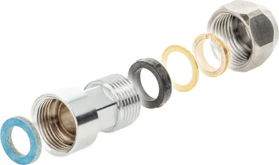 Produktbild von tecuro gerade Quetschverschraubung Ø 10 mm x G 3/8 Zoll IG, flachdichtend, Messing verchromt