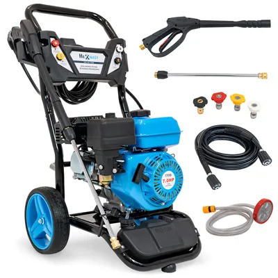 Obrázok produktu pre Benzínový vysokotlakový čistič - HEXWELT - 170 bar pracovný tlak 200 bar max 7 HP OHV motor 4 trysky HW-MS-170B