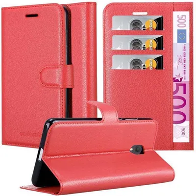 Produktbild von Cadorabo Hülle für Alcatel 1C 2019 Schutz Hülle in Rot Handyhülle Etui Case Cover Magnetverschluss