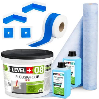 Produktbild von Dichtset Flüssigfolie 12kg Dichtbahn 2m Dichtband Badabdichtung Dusche SET330