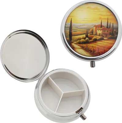 Produktbild von Pillendose "Nostalgie" Landschaft Pillenbox Medikamentenbox Medikamenten-Dosierer Medikamentendosierer Pillendose pill box Pillenturm Tablettenbox Tablettendosierer Pillenkasten