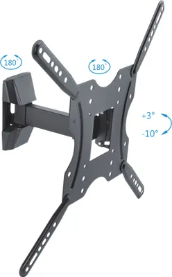 Produktbild von PureMounts PM-FM10-400, 200 x 200 mm, 400 x 400 mm, -10 - 3°, -90 - 90°, Stahl, Schwarz