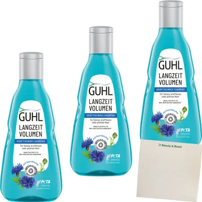 Produktbild von Guhl Langzeit Volumen Shampoo 3er Pack (3x250ml Flasche) + usy Block