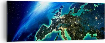 Produktbild von Bild auf Leinwand - Leinwandbild - Nacht raum welt ansicht - 140x50cm - Wand Bild - Wanddeko - Leinwanddruck - Bilder - Kunstdruck - Wanddekoration - Leinwand bilder - Wandkunst - AB140x50-2816