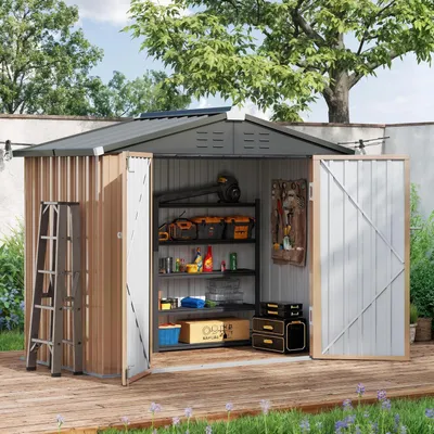 Produktbild von Gerätehaus mit Pultdach 196 x 119 x 185 cm Metall Braun