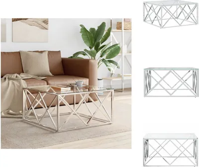 Produktbild von vidaXL Couchtisch 80x80x40 cm Edelstahl und Glas -  Couchtische