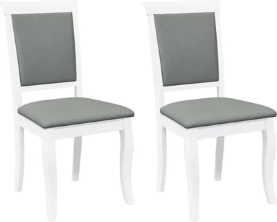 Produktbild von vidaXL Esszimmerstühle mit Kissen 2 Stk. Weiß Massivholz Gummibaum