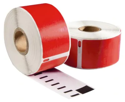 Produktbild von Dymo 99010 Rote kompatible Etiketten - 89 mm x 28 mm - 260 Etiketten - Permanent
