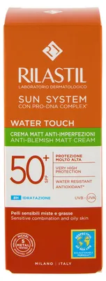 Immagine prodotto di Rilastil Fluido Solare Water Touch Comfort, 50 ml, idratante, SPF 50+, per pelli sensibili