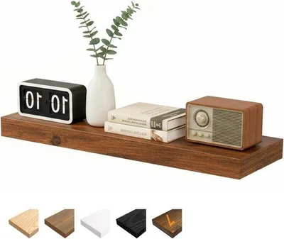 Produktbild von Holzbalken für Wand - Holzdekoration - Aufbewahrung - Invisiblen Befestigung - 80 x 235 cm - Braun