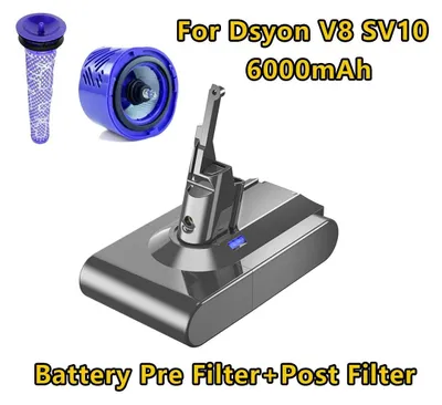 Produktbild von Akku für V6/V7/V8/V10 Handstaubsauger - Ersatzakku Li-Ion - 6,0–8,0Ah - Kompatibel mit DC62, SV10, SV11, SV12 - 1 Vorfilter + 1 Nachfilter - Beige