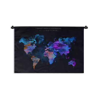Produktbild von MuchoWow® Wandteppich Wandbehang Weltkarte - Farbe - Farben 90x60 cm Tapisserie Dekoration Wandtuch - Wandskulpturen - Bildteppich