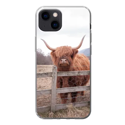 Produktbild von MuchoWow® Handyhülle Schutzhülle Hülle für iPhone 13 mini Scottish Highlander - Gras - Zaun Silikon Softcase Handy Hülle - Softcase