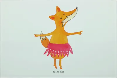 Produktbild von Mr. & Mrs. Panda Frühstücksbrett Fuchs Ballerina - Weiß - Geschenk, vesperbrett, Party, Glas Schneideplatte, Ballett, Glas-Schneidebrett, Tanzen, Schneidebrett