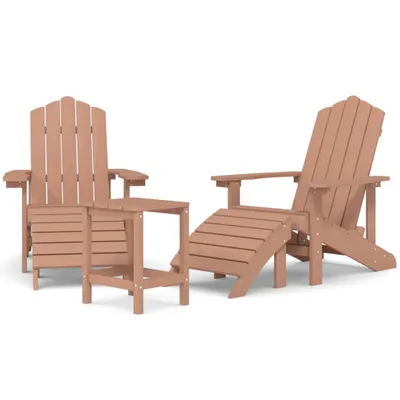 Produktbild von Adirondack-Gartenstühle mit Hocker & Tisch HDPE Braun