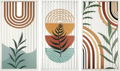 Image de Décoration murale en bois, lot de 3 pièces, couleur marron, pour salon