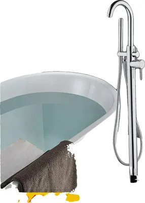 Obrázok produktu pre Voľne stojaca vaňová batéria, pochrómovaná mosadz, výška 115 cm, vzdialenosť odtoku vody 22 cm, priemer dna 19,5 cm, minimálny tlak 1,0 bar