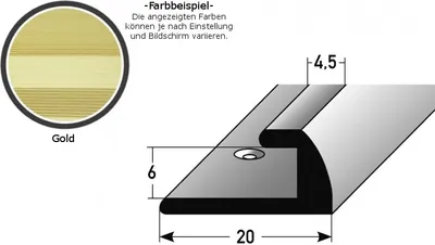 Produktbild von Einschubprofil "Midleton" für Laminat, 6 mm Einfasshöhe, Aluminium eloxiert, gebohrt-goldfarbig