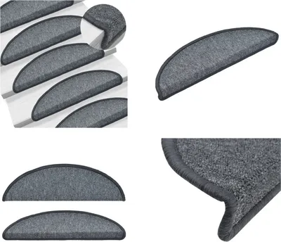 Produktbild von vidaXL 15 Stk. Treppenmatten Dunkelgrau 56 x 17 x 3 cm - Treppenmatte - Treppenmatten - Stufenmatte - Stufenmatten