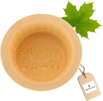 Image de Beurre en forme de bille, 250 grammes, vache en bois de 11 cm