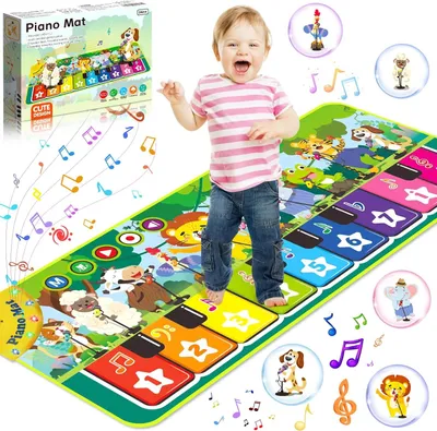 Produktbild von Musikmatte Kinder ab 1 Jahr – Klaviermatte mit 9 Klaviertasten, 10 Tiergeräuschen & 19 Liedern, Faltbare Baby Spielmatte, Lernspielzeug für Jungen & Mädchen, Geschenk ab 1 Jahr
