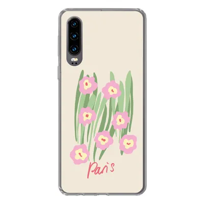 Produktbild von MuchoWow® Handyhülle Schutzhülle Hülle für Huawei P30 Blume - Rosa - Gras Silikon Softcase Handy Hülle - Kartenbesitzer