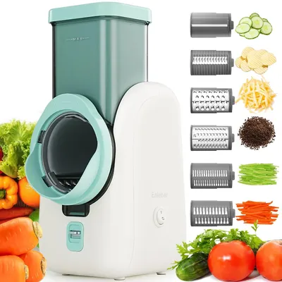 Elektrischer Gemüseschneider, 6-in-1, Multifunktionsraspel, weiß