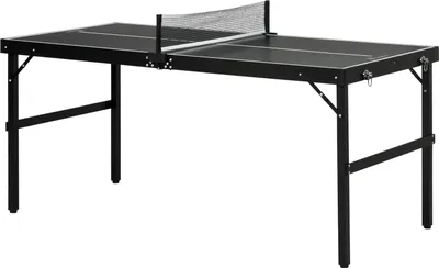 Produktbild von Mini Tischtennisplatte klappbar Tennistisch Freizeittisch mit Tischtennisnetz Griff Tischtennis Set Indoor Spiel für Zuhause Aluminium Schwarz