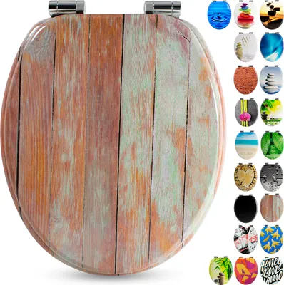 Produktbild von Sanfino® Premium WC Sitz "Blue Wood" hochwertiger Toilettendeckel mit Absenkautomatik aus Holz, einfache Montage