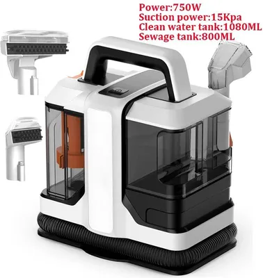 Zdjęcie produktu dla Odkurzacz do dywanów i tapicerki – poręczny odplamiacz – 750 W – zbiornik na świeżą wodę o pojemności 1,08 l – funkcja rozpylania i odsysania – wtyczka UE 220–240 V