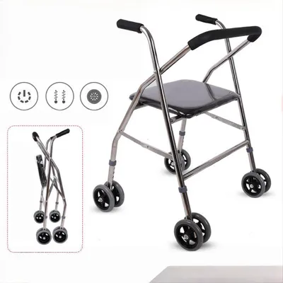 Produktbild von AIORBER Verbesserter Rollator mit 4 Rädern und Sitz, faltbare Gehhilfe mit großer Sitzfläche, Gehwagen zur Mobilitätsunterstützung, Schwarz