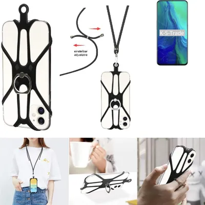 Produktbild von K-S-Trade 3in1 Handykette Handyband Handykordel Halsband Smartphone-Ring Handy-Ring kompatibel mit Oppo Reno 5G Fingerhalterung Handyring