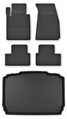 Productafbeelding van Rubberen automatten + kofferbakmat voor Mazda CX-3 vanaf 2019 – 5-delig, zwart, op maat – Wielganizator Semi-Universal