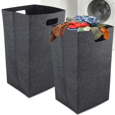 Image de Panier à linge pliable, 60 litres, lot de 2, idéal pour les chambres et les salles de bains