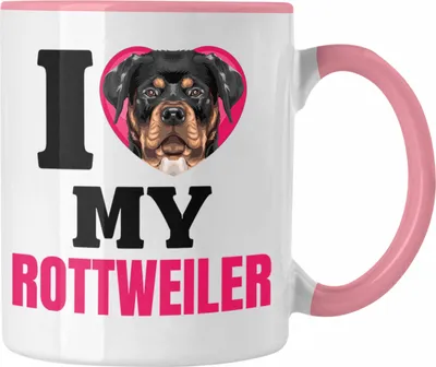 Produktbild von Trendation - Rottweiler Besitzerin Tasse Geschenk Lustiger Spruch Geschenkidee I Love My Rottweiler (Rosa)