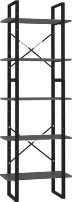 Obrázek produktu pro vidaXL Regál na knihy 5 přihrádek šedý 60x30x175 cm výrobek ze dřeva
