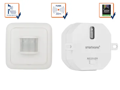 Produktbild von Smartwares SH5-SET-ST WC Beleuchtungs Schalter Set, Wand, Weiß, Kabellos, 433.92 MHz, 30 m, Akku