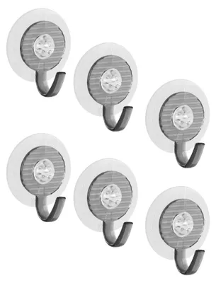 Image de Crochets ventouses en plastique lot de 6, dimensions 4,5 cm Fackelmann Tecno