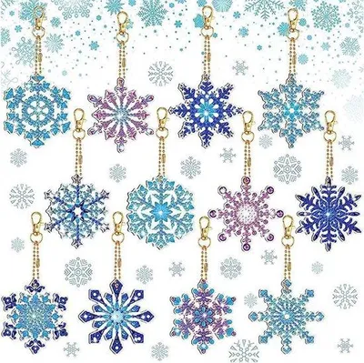 Produktbild von Diamant Malset Schneeflocken mit 5D DIY Schlüsselanhänger für Weihnachten - Kreative Rhinestone Kunst für Kinder