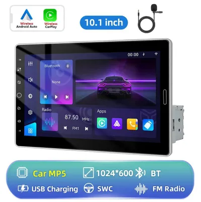 Image de Autoradio - Écran tactile 1-DIN 25,7 cm - Windows CE - 1024x600 - 4x45 W - Commandes au volant - Jusqu'à 64 Go - 12 V - Noir