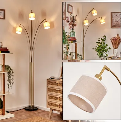 Produktbild von Schiavonea Stehlampe aus Metall/Stoff in Schwarz/Messing gebürstet/Beige/Weiß