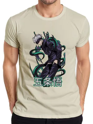 Productafbeelding van Jujutsu Kaisen Gojo 五条悟 Anime T-shirt voor heren, met een afbeelding van Gojo en een cool oogmasker, maat M