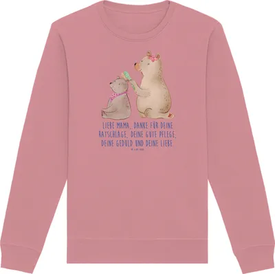 Produktbild von Mr. & Mrs. Panda Baumwoll Pullover Bär Kind Größe M - Canyon Pink - Geschenk, Pulli, Mama, Mutter, Mom, Muttertag, Sweater, Bio, Sweatshirt, Familie