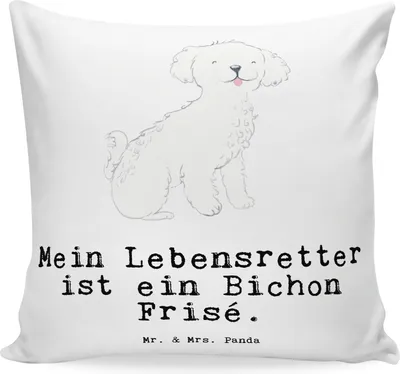 Produktbild von Mr. & Mrs. Panda Sofakissen 40x40 Bichon Frisé Lebensretter - Weiß - Geschenk, kissen für sofa, Deko, Kleines, kuschelkissen, Dekokissen